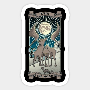 Tarot Card The Moon XVIII Wolves Halloween Art Pagan Witch Sticker